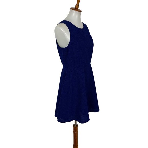 Skies Are Blue Royal Blue Sleeveless Fit And Flare Textured Dress MP Chic - Picture 4 of 7